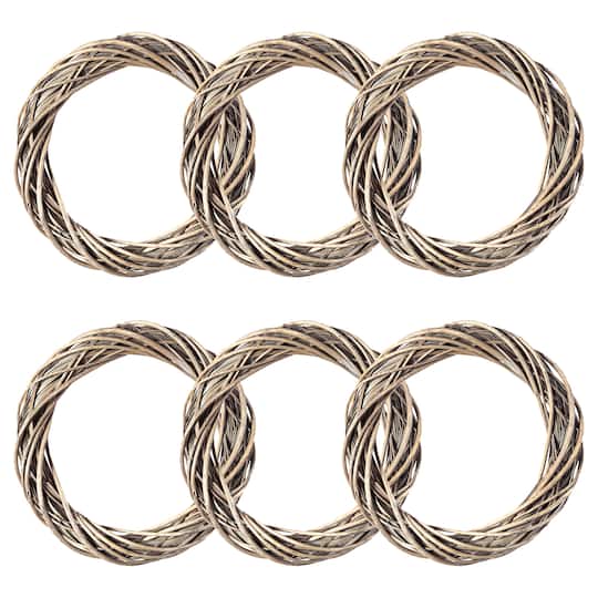 6 Pack: 18" Gray Rattan Wreath by Ashland®